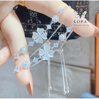 Lắc tay bạc ta LoPa dáng bốn lá rút may mắn điệu đà nhẹ nhàng