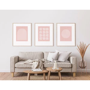 Bộ 3 Tranh Canvas Trừu Tượng Tone Hồng Có Viền Hiện Đại Trang Trí Quán Trà Sữa, Cà Phê Xưởng Giá Rẻ OHA Decor