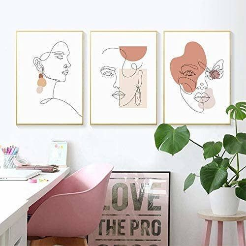 Bộ 3 Tranh Canvas Cô Gái Có Viền Hiện Đại Trang Trí Quán Trà Sữa, Cà Phê Xưởng Giá Rẻ OHA Decor