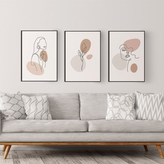 Bộ 3 Tranh Canvas Cô Gái Có Viền Hiện Đại Trang Trí Quán Trà Sữa, Cà Phê Xưởng Giá Rẻ OHA Decor