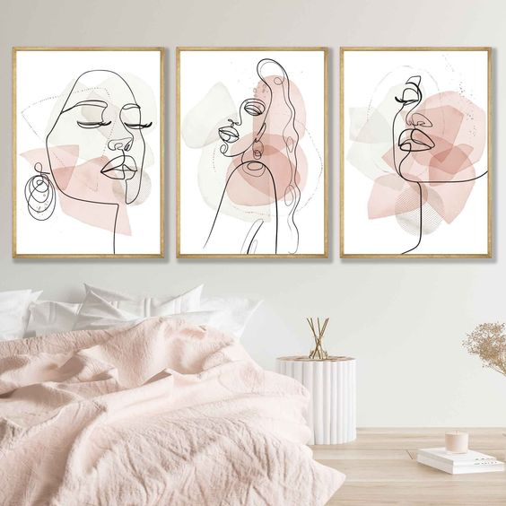 Bộ 3 Tranh Canvas Cô Gái Có Viền Hiện Đại Trang Trí Quán Trà Sữa, Cà Phê Xưởng Giá Rẻ OHA Decor