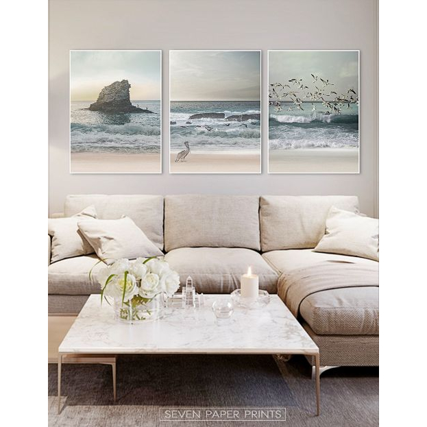 Bộ 3 Tranh Canvas Phong Cảnh Biển Có Viền Hiện Đại Trang Trí Quán Trà Sữa, Cà Phê Xưởng Giá Rẻ OHA Decor