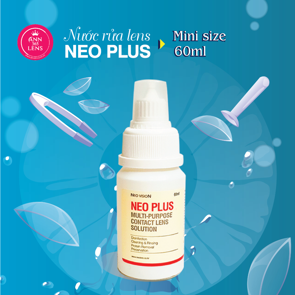 [Mã BMLTB35 giảm đến 35K đơn 99K] Nước ngâm Kính Áp Tròng ANN365 Neo Plus 60 ml, Nước rửa Lens Mắt Hàn Quốc