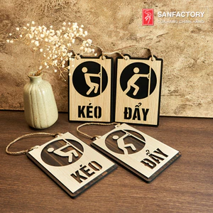 Bảng gỗ Kéo Đẩy trang trí dán hoặc treo dẫn đóng mở cửa ra vào SAN-TP02V