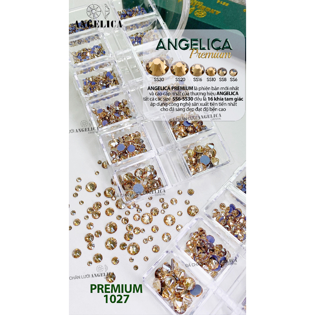 Đá chân lưới 16 khía đủ màu cao cấp mix size đủ 6 kích thước từ nhỏ đến to Premium ANGELICA ANG-P10
