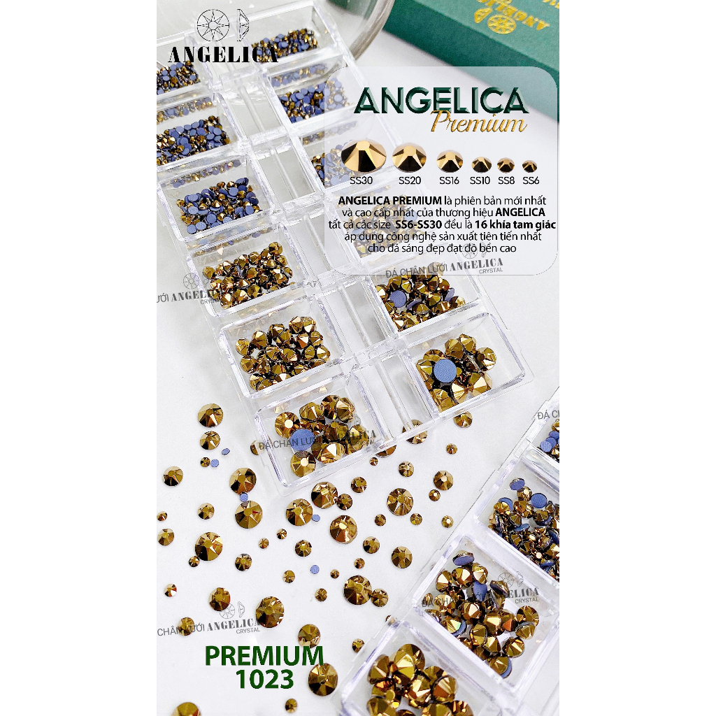 Đá chân lưới 16 khía đủ màu cao cấp mix size đủ 6 kích thước từ nhỏ đến to Premium ANGELICA ANG-P10