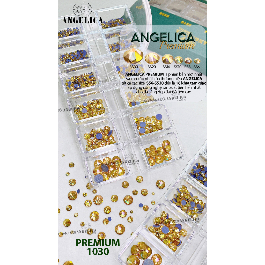 Đá chân lưới 16 khía đủ màu cao cấp mix size đủ 6 kích thước từ nhỏ đến to Premium ANGELICA ANG-P10