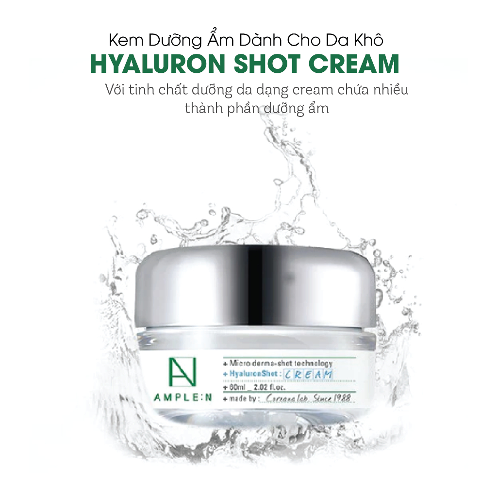 Ảnh Kem Dưỡng Ẩm Dành Cho Da Khô AMPLE:N Hyaluron Shot Cream 60ml 1