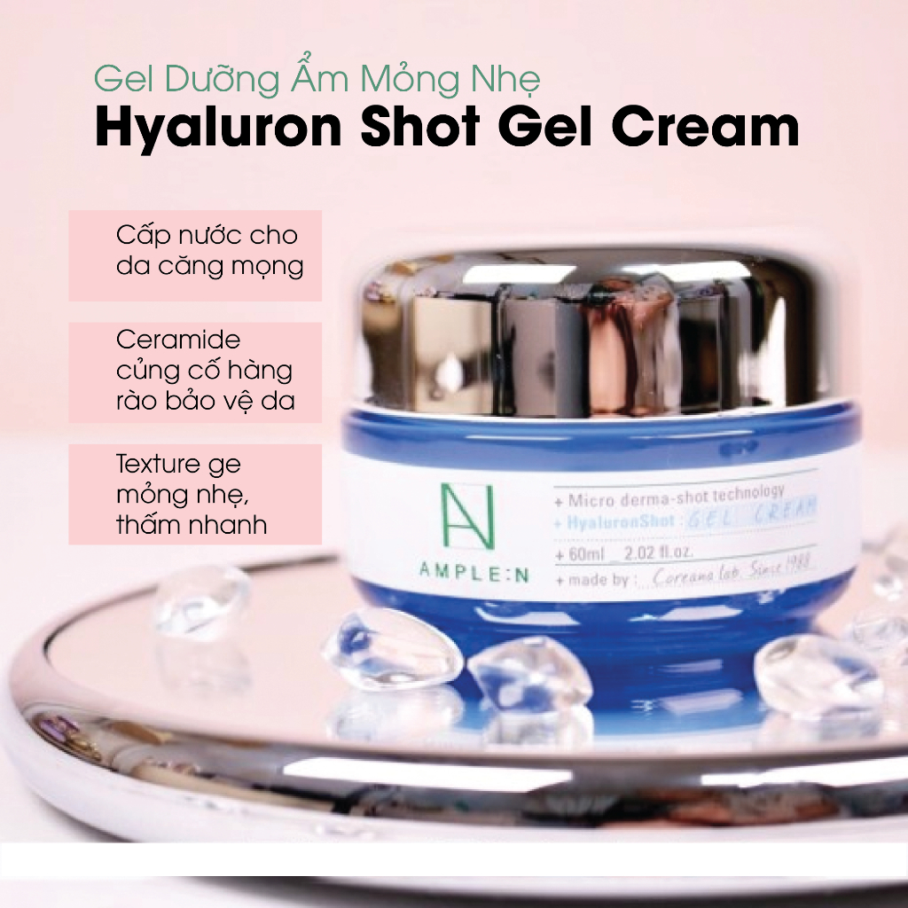Ảnh Gel Dưỡng Ẩm Mỏng Nhẹ AMPLEN Hyaluron Shot Gel Cream 60ml 1
