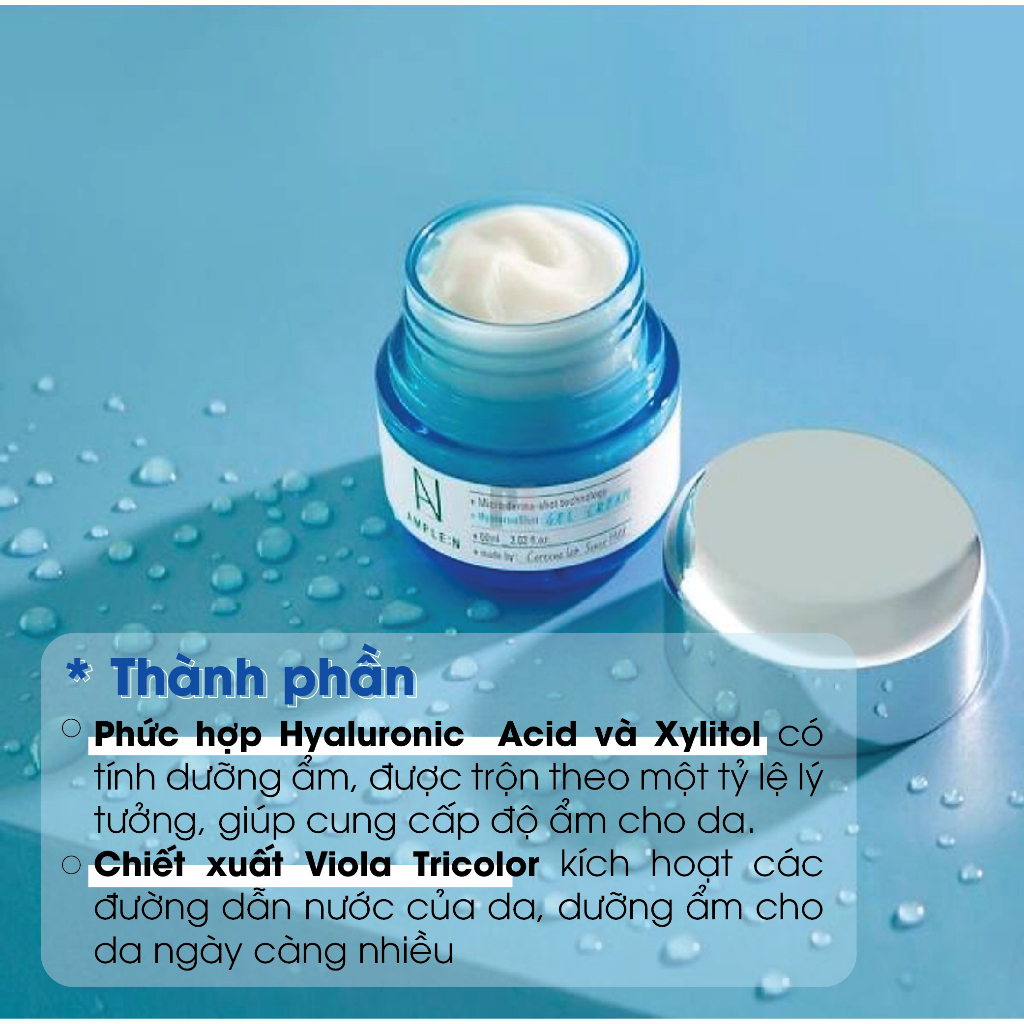 Ảnh Gel Dưỡng Ẩm Mỏng Nhẹ AMPLEN Hyaluron Shot Gel Cream 60ml 2