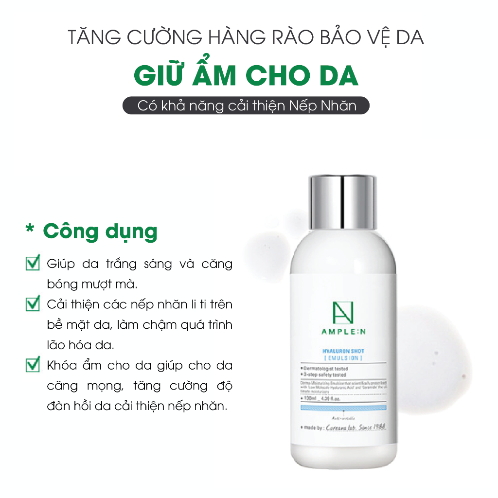 Ảnh Sữa Dưỡng Cải Thiện Nếp Nhăn Cấp Ẩm AMPLE:N Hyaluron Shot Emulsion 130ml 2