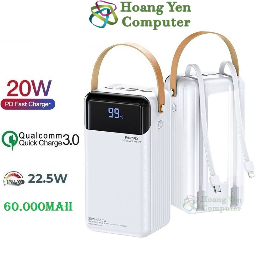 Sạc Dự Phòng Remax RPP-565 60000mAh (Sạc Nhanh PD20W, QC3.0 18W, VOOC ...