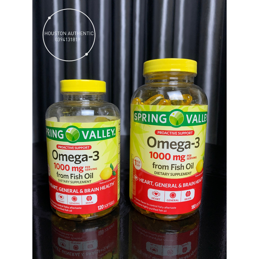 [ ĐỦ BILL STORE + AIR] Viên uống dầu cá hương chanh Spring Valley Omega