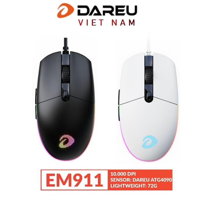 [Mã ELCL7 giảm 7% đơn 300K] Chuột Gaming DAREU EM911 RGB ( DareU BRAVO sensor: 10.000 DPI, Lightweight: 72g)