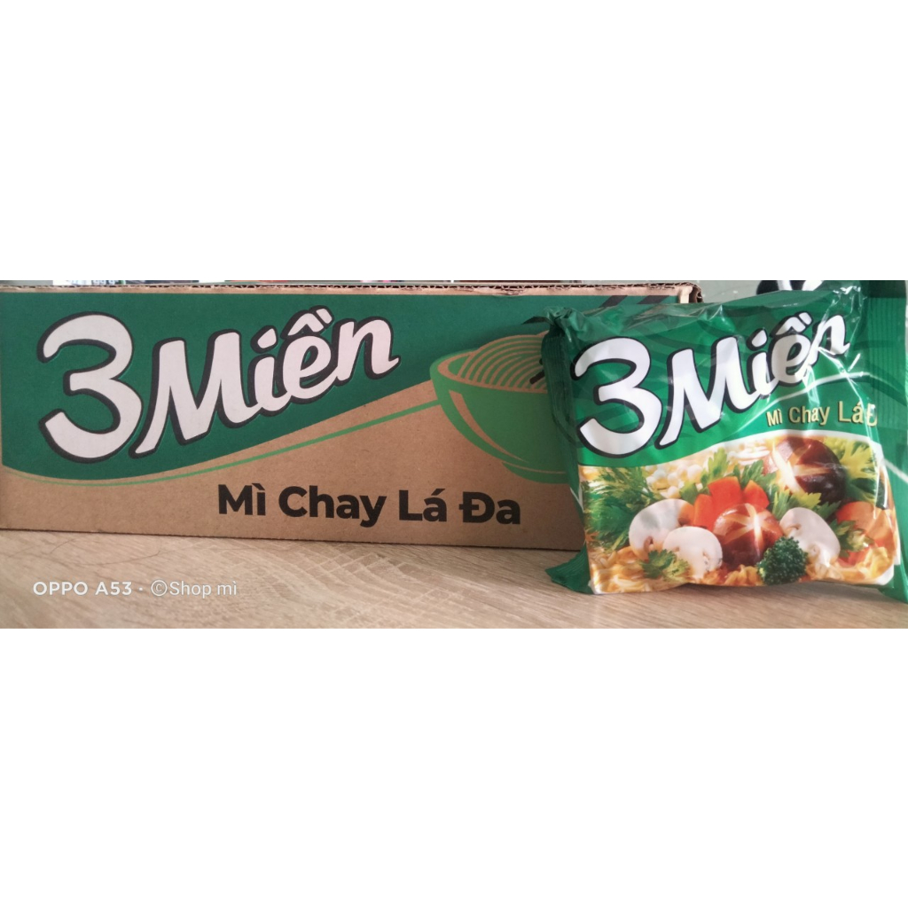 Thùng 30 gói Mì Chay Lá Đa hiệu 3 Miền 65 gr x 30 gói