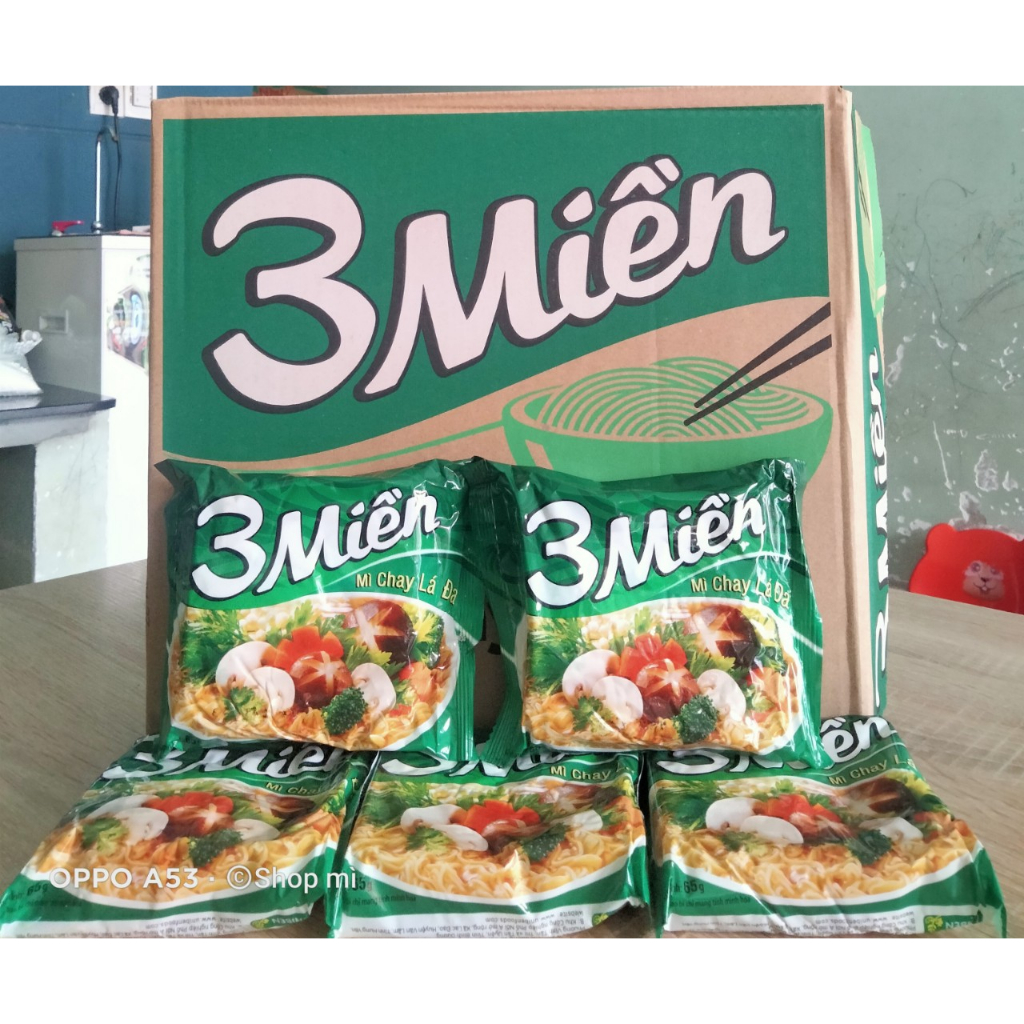 Thùng 30 gói Mì Chay Lá Đa hiệu 3 Miền 65 gr x 30 gói
