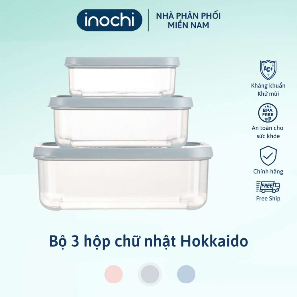 Ảnh Hộp thực phẩm chữ nhật inochi, nhựa PP nguyên sinh an toàn, chịu nhiệt 140 độ C, không chứa BPA gây mùi 1