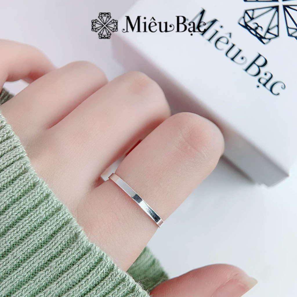 Ảnh Nhẫn bạc nữ Miêu Bạc bản vuông trơn đủ size chất liệu bạc 925 thời trang phụ kiện trang sức nữ MN42 2