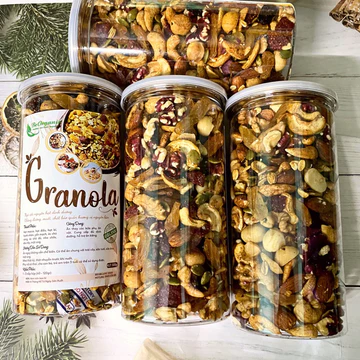 Granola Ngũ Cốc Giảm Cân Ăn Kiêng BeOrganic Không Đường Siêu Hạt, Ngũ Cốc Ăn Kiêng Dinh Dưỡng Thơm Ngon Giòn Rụm