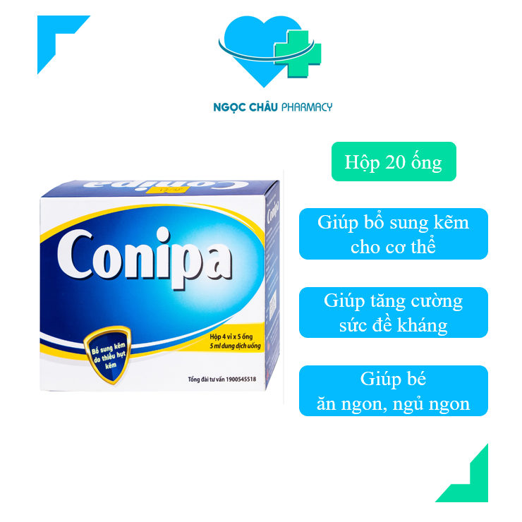 CONIPA- ỐNG UỐNG BỔ SUNG KẼM HIỆU QUẢ CHO BÉ, NGƯỜI LỚN HỘP 20 ỐNG ...
