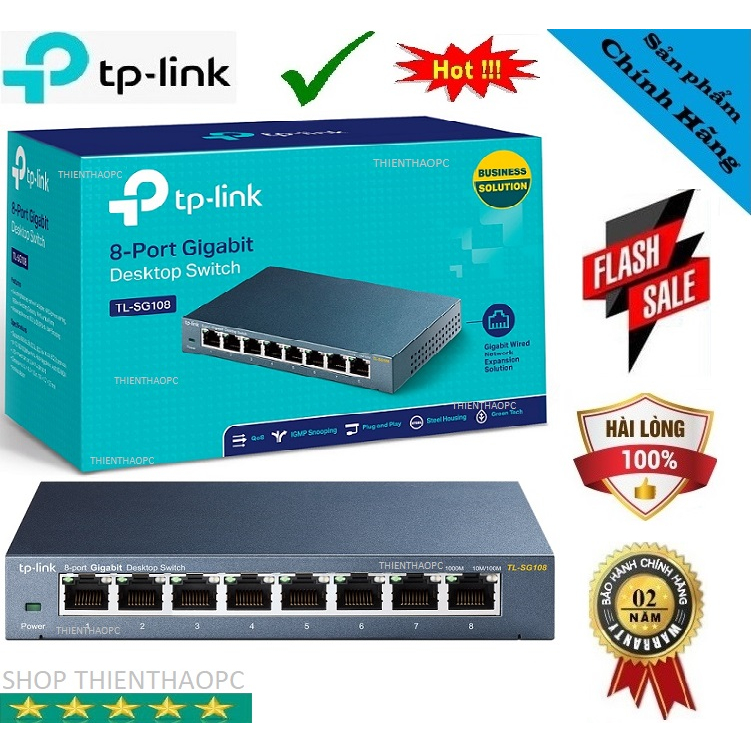 Bộ Chia Mạng Switch 8 Cổng TPLink TL- SG108 Gigabit 1000Mbps Vỏ Kim ...