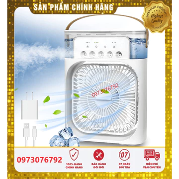 Quạt điều hoà hơi nước dung tích 600ml, Quạt phun sương làm mát 3 chế độ tích hợp đèn led , Quạt để bàn hơi nước