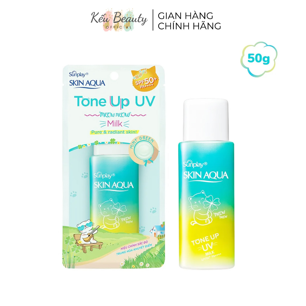 Sữa chống nắng kiềm dầu nâng tông che khuyết điểm Sunplay Skin Aqua Tone Up UV Milk Mint Green 50g