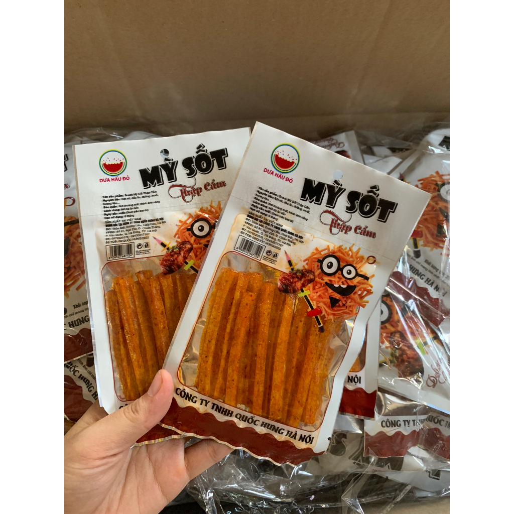 Snack Mỳ Sốt Cay Thập Cẩm Làm Từ Bột Mỳ, Đồ Ăn Vặt Cổng Trường Dưa Hấu Đỏ