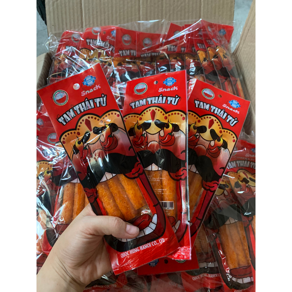 Combo 10 Gói Snack Tam Thái Tử Làm Từ Bột Mỳ, Đồ Ăn Vặt Cổng Trường Dưa Hấu Đỏ