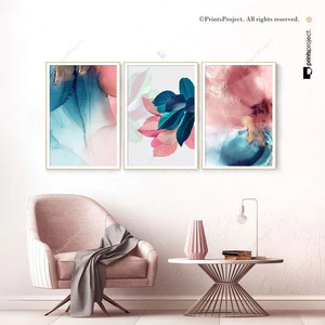 Bộ 3 Tranh Canvas Thiên Nhiên Cây Lá Màu Sắc Hiện Đại Trang Trí Quán Trà Sữa, Cà Phê Xưởng Giá Rẻ OHA Decor