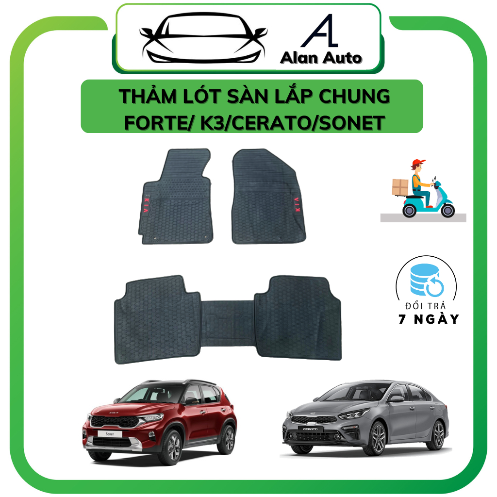 Thảm lót sàn ô tô Kia K3, Sonet, Forte, Cerato, SportAge, bộ trải sàn hàng tốt không mùi, vệ sinh dễ dàng