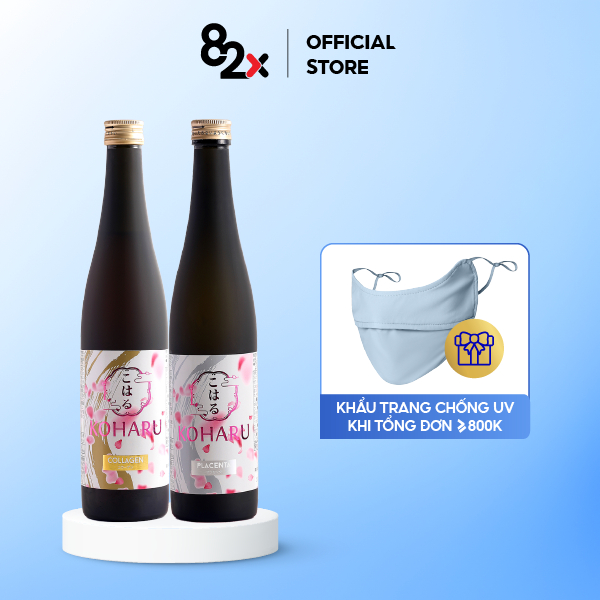 Nước uống đẹp da đến từ Nhật Bản, Combo 82X Placenta Koharu và Collgane Koharu 500ml/chai.