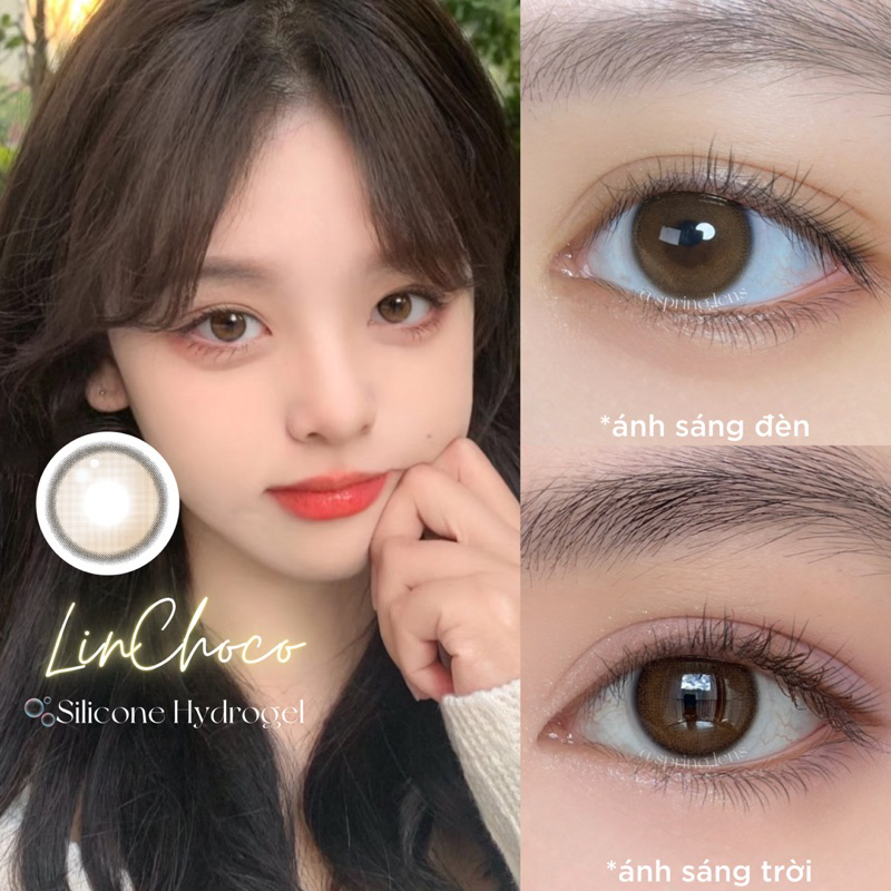 Lens Silicone Hydrogel LIN CHOCO nâu hổ phách cam vỉ 6 tháng không giãn | @spring.lens