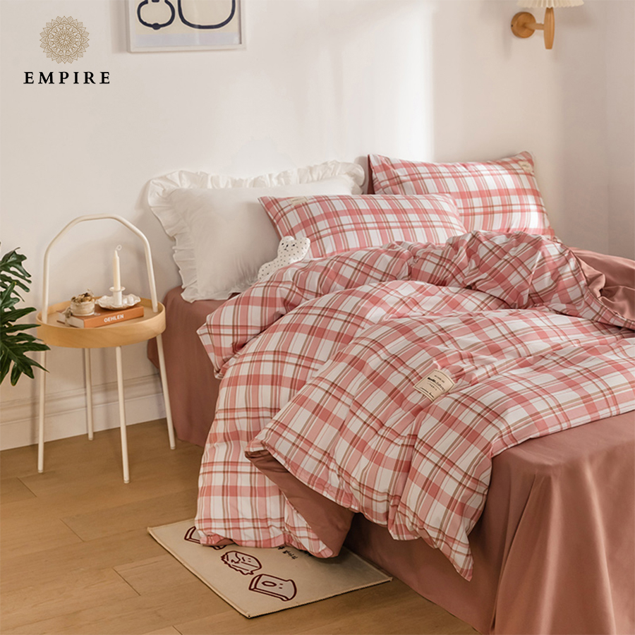 Bộ chăn ga gối nệm set 5 món chăn chần bông EMPIRE họa tiết sọc ga bo chun - Empire Bedding & Decor