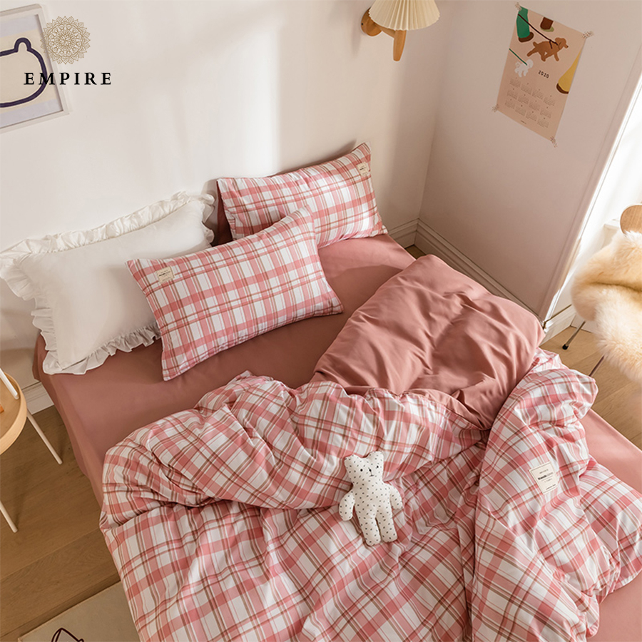 Bộ chăn ga gối nệm set 5 món chăn chần bông EMPIRE họa tiết sọc ga bo chun - Empire Bedding & Decor