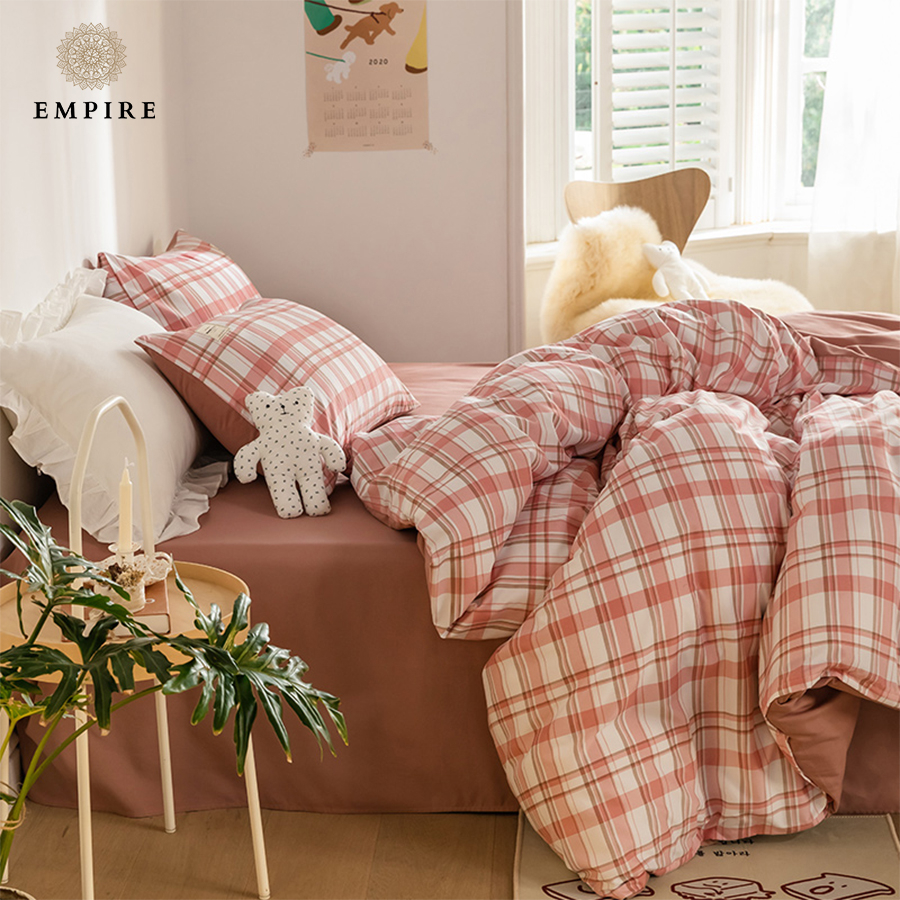 Bộ chăn ga gối nệm set 5 món chăn chần bông EMPIRE họa tiết sọc ga bo chun - Empire Bedding & Decor