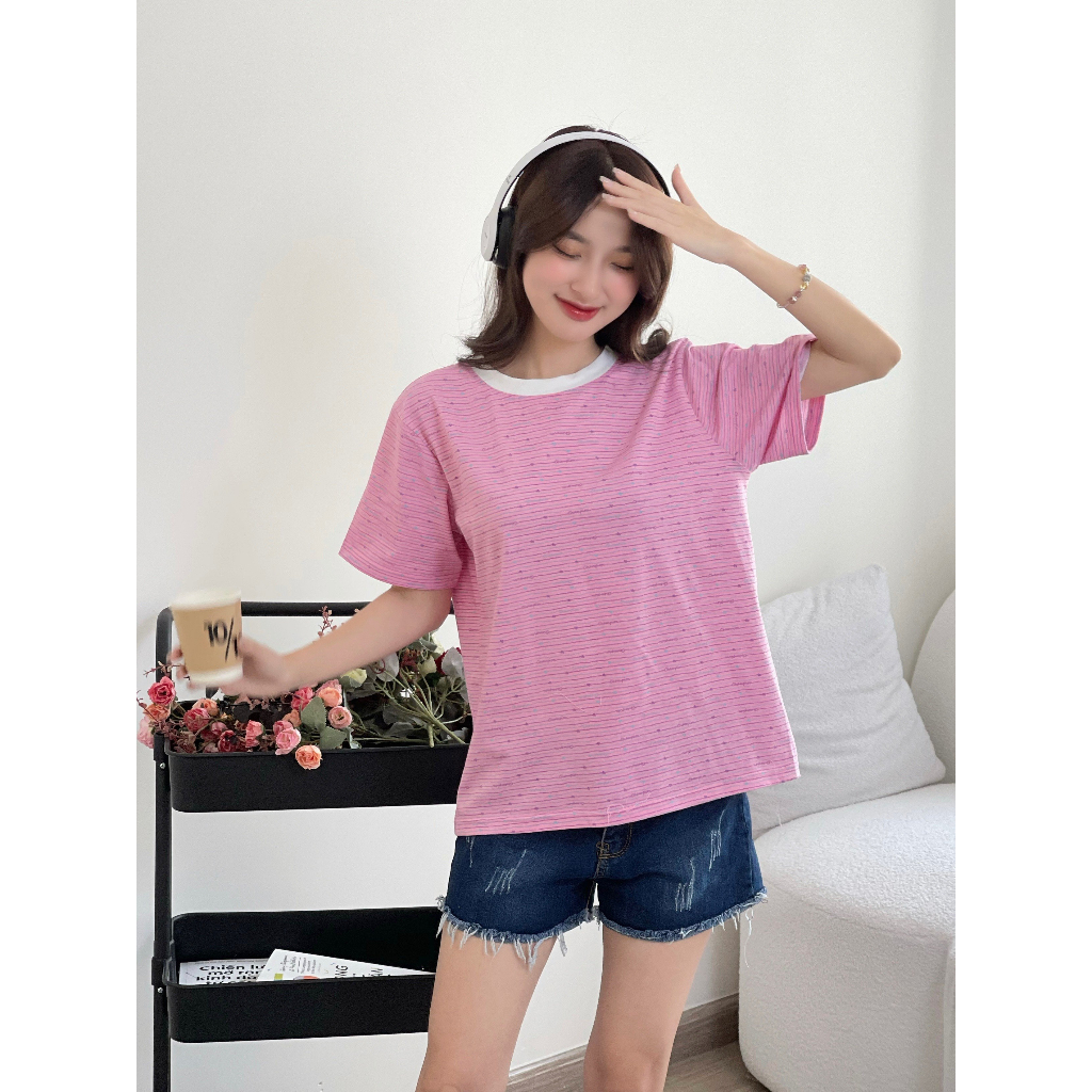 Áo Thun Nữ Kẻ Sọc Ngắn Tay JULY. Áo thun nữ chất Cotton 100%