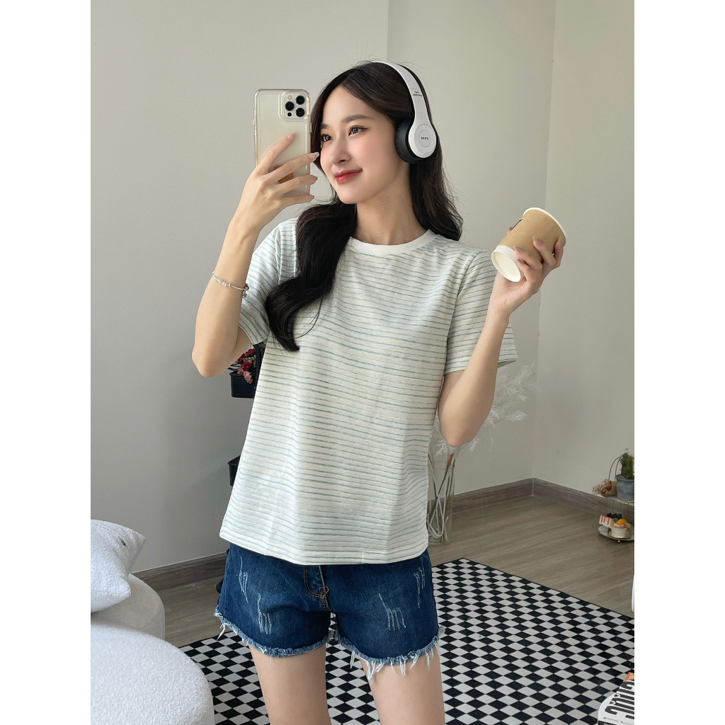 Áo Thun Nữ Kẻ Sọc Ngắn Tay JULY. Áo thun nữ chất Cotton 100%