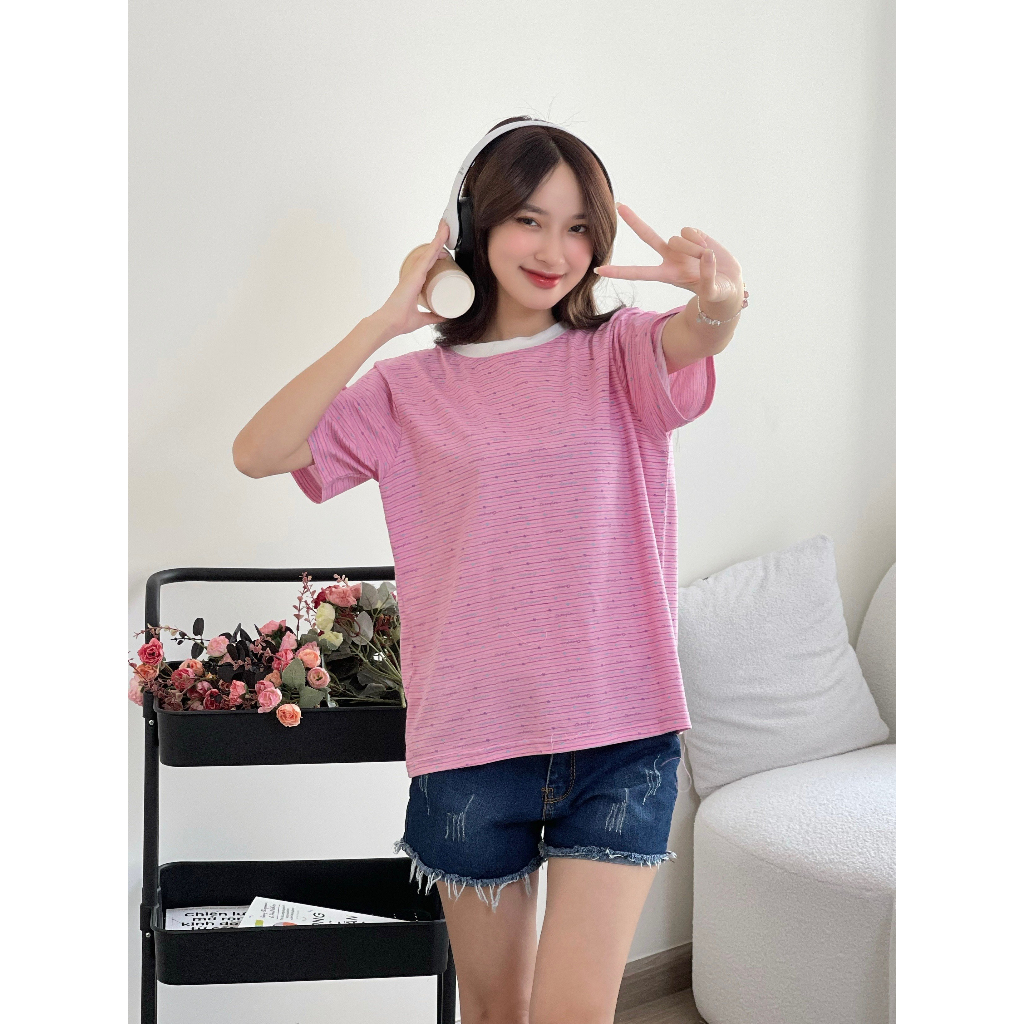 Áo Thun Nữ Kẻ Sọc Ngắn Tay JULY. Áo thun nữ chất Cotton 100%