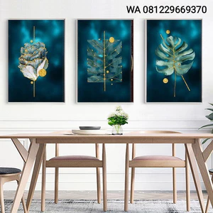 Bộ 3 Tranh Canvas Thiên Nhiên Cây Lá Có Viền Hiện Đại Trang Trí Quán Trà Sữa, Cà Phê Xưởng Giá Rẻ OHA Decor