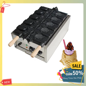 Máy làm bánh cá, máy làm bánh cá taiyaki 3000W gia nhiệt kép 2 mặt, chống dính teflon siêu bền