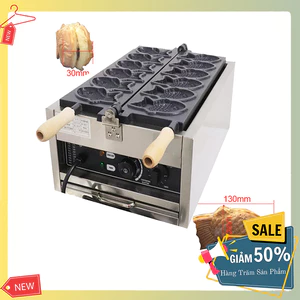 Máy làm bánh cá 6 con 3000W gia nhiệt kép 2 mặt, chống dính teflon siêu bền