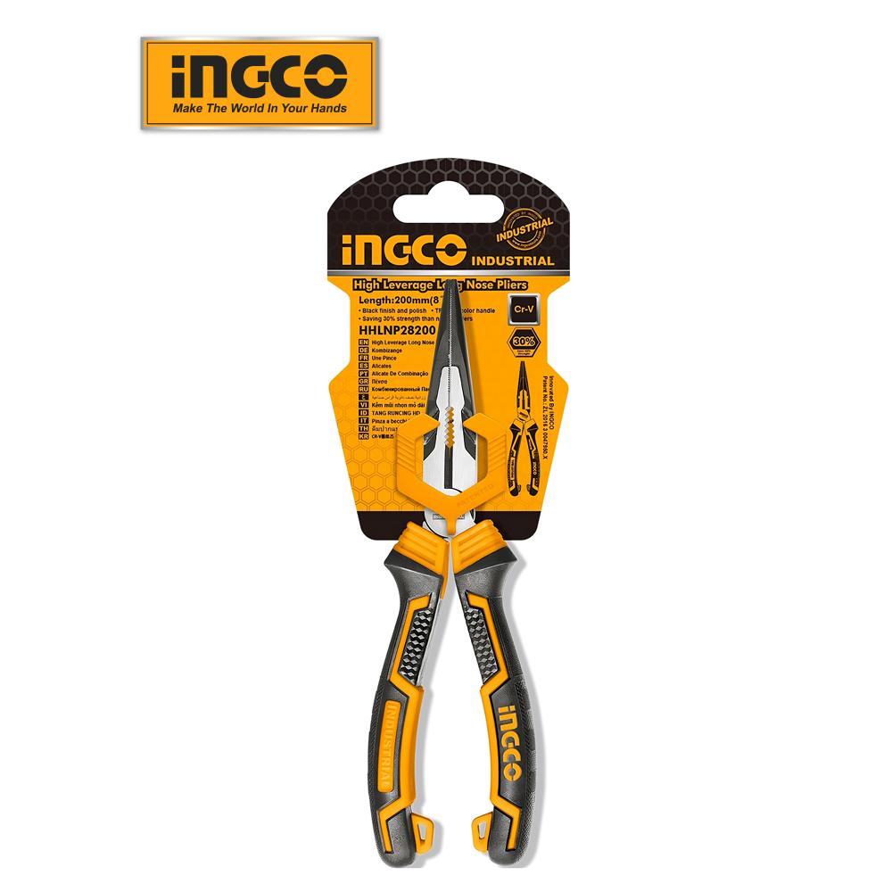 Ảnh Kìm mũi nhọn dài đa năng INGCO HHLNP28200 thép Cr-V 30% kềm dài 200mm cao cấp 3