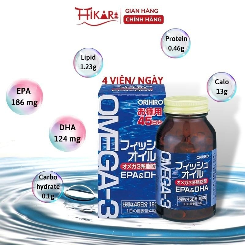 Ảnh Viên uống dầu cá Omega 3 bổ mắt bổ não Orihiro Nhật Bản 180 viên 4