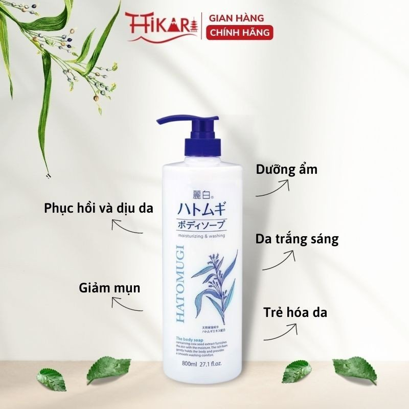 Ảnh Sữa tắm ý dĩ sáng da Reihaku Hatomugi Body Soap giảm mụn dưỡng ẩm 800ml 3