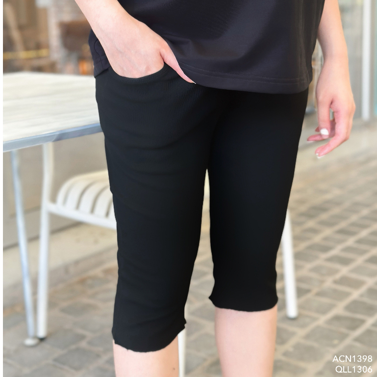 MEDYLA – Quần legging bầu lửng gấu quấn bèo cạp chéo cotton co dãn cho bầu mặc trong và sau sinh – QLL1306 spe