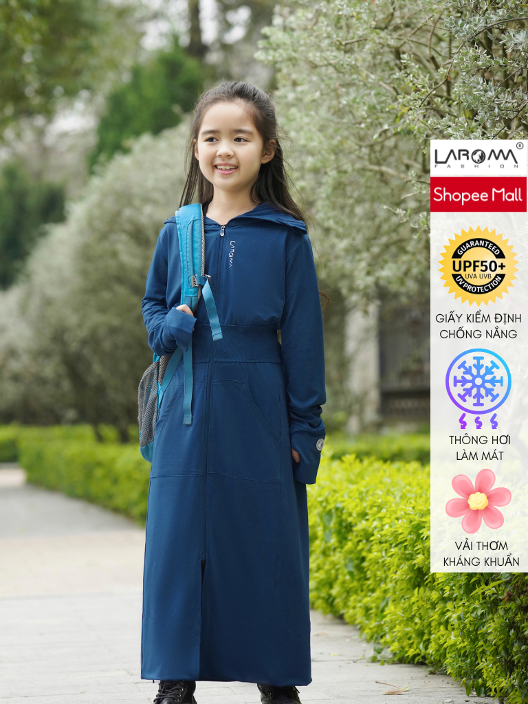 Ảnh LAROMA Choàng chống nắng trẻ em 1 lớp UPF50+ | Làm mát | Vải thơm | Kháng khuẩn 1