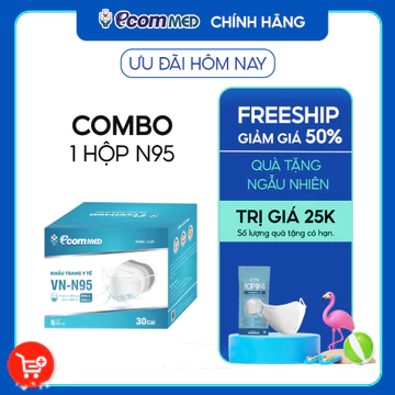 Khẩu Trang N95 EcomMed Bảo Vệ Sức Khỏe Đường Hô Hấp (Hộp 30 cái)