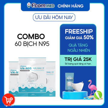Combo 300 Cái Khẩu Trang N95 EcomMed (60 Bịch)