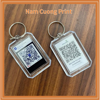 Móc khóa mã QR ngân hàng in theo yêu cầu ( in được 2 mặt khác nhau )